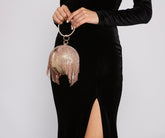 Glam Up The Night Rhinestone Fringe Sphere Clutch Sai Feel